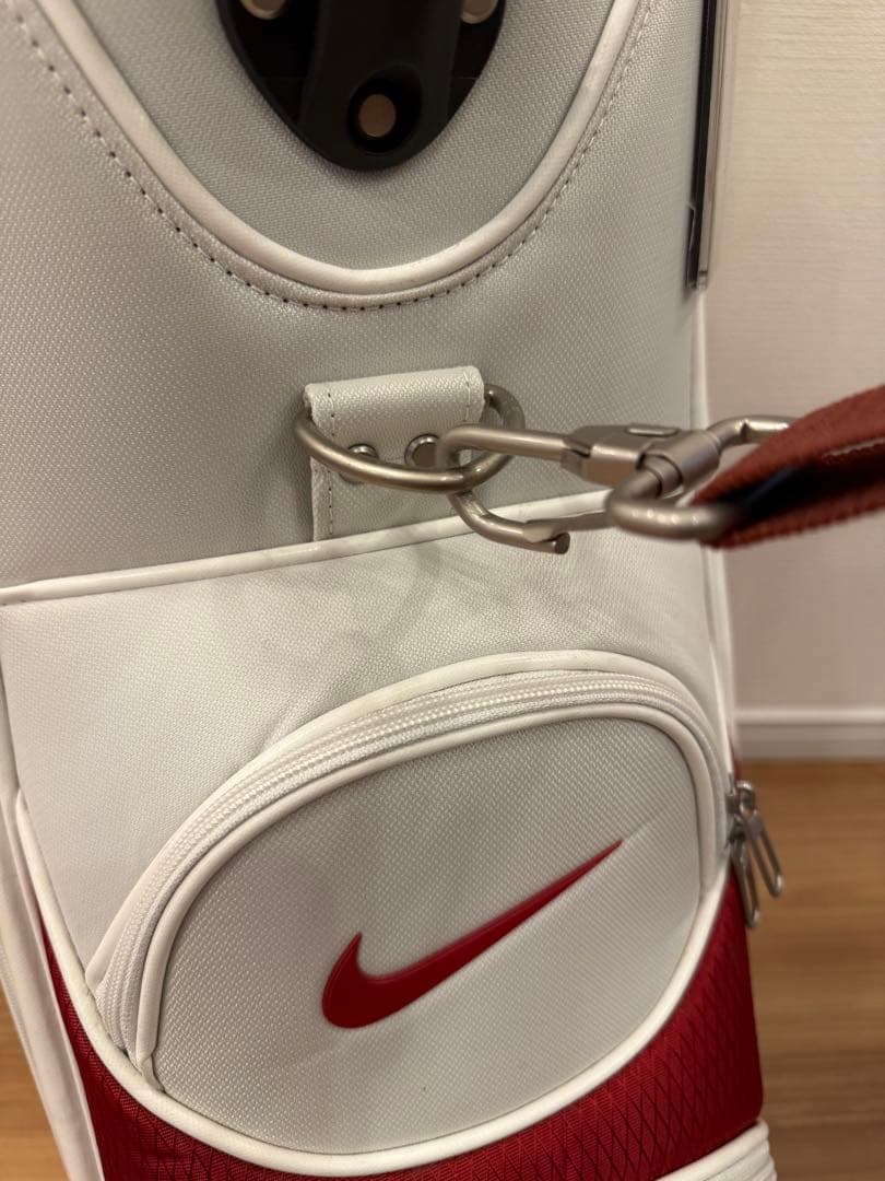 中古美品NIKE ナイキ ゴルフ キャディバッグ BG0371 ホワイト/レッド
