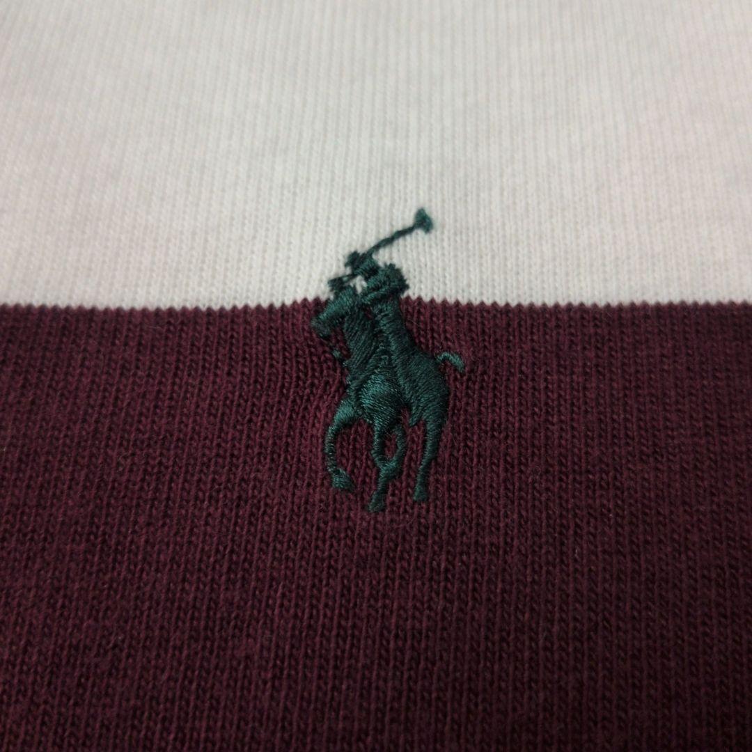 人気カラー☆ポロラルフローレン 太ボーダー 刺繍 エルボーパッチ ラガーシャツ