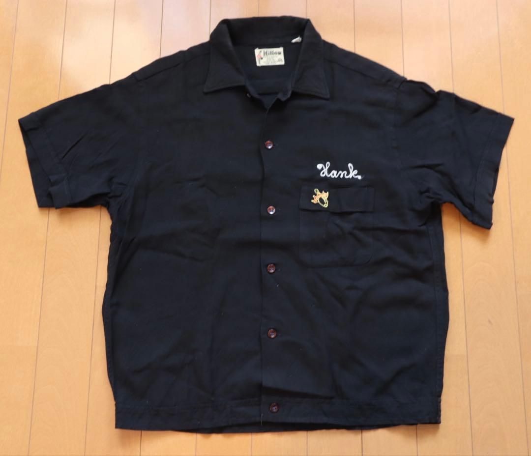 60s Hilton ヒルトン ビンテージ ボウリングシャツ 黒 USA製 M
