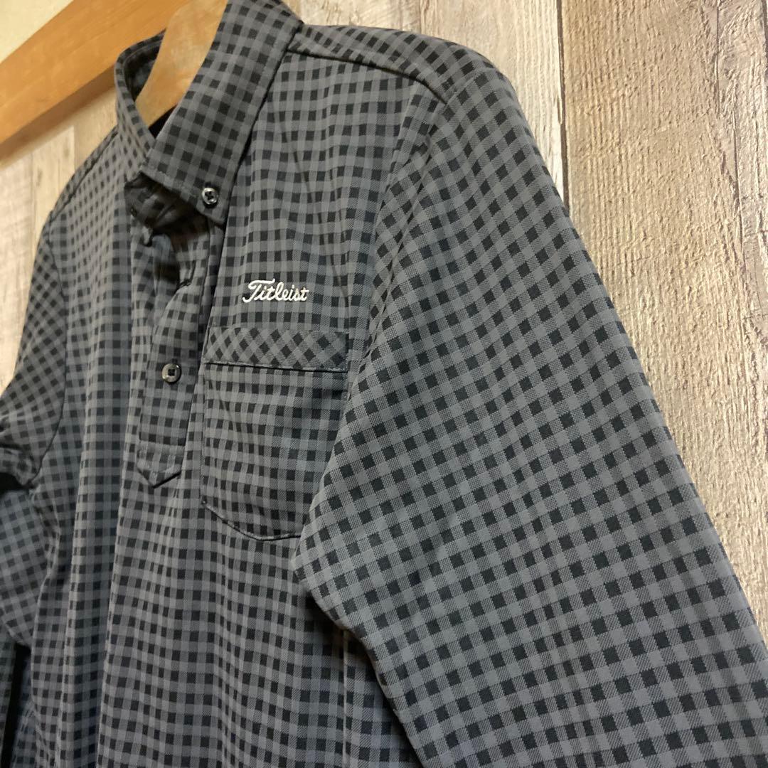 【新品】Titleistタイトリスト　チェック　ストレッチシャツ　ゴルフウェアM