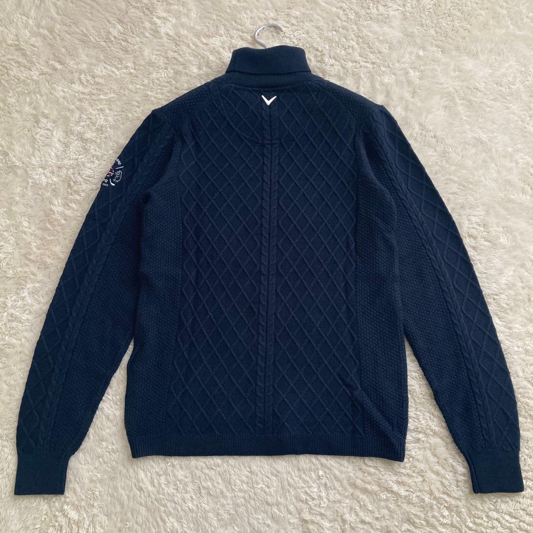 極美品！Callaway キャロウェイ　ケーブルニット　ハイネックセーター　L