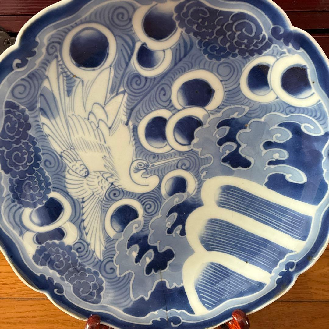 古伊万里　大皿　鶴