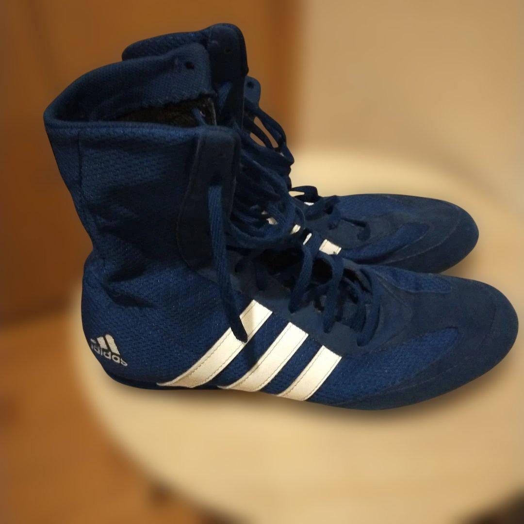 adidas ボクシングシューズ 青 ハイカット