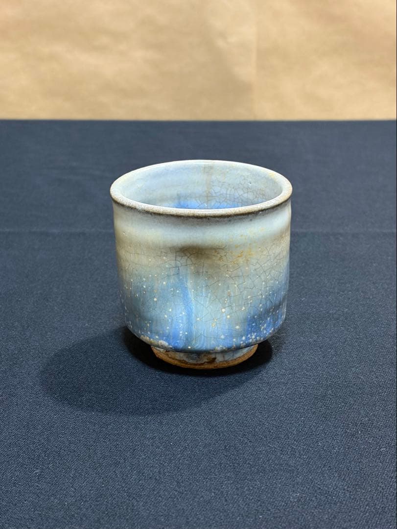 湯呑み 青色グラデーション 陶器 益子焼　陶芸家　作陶家　#え