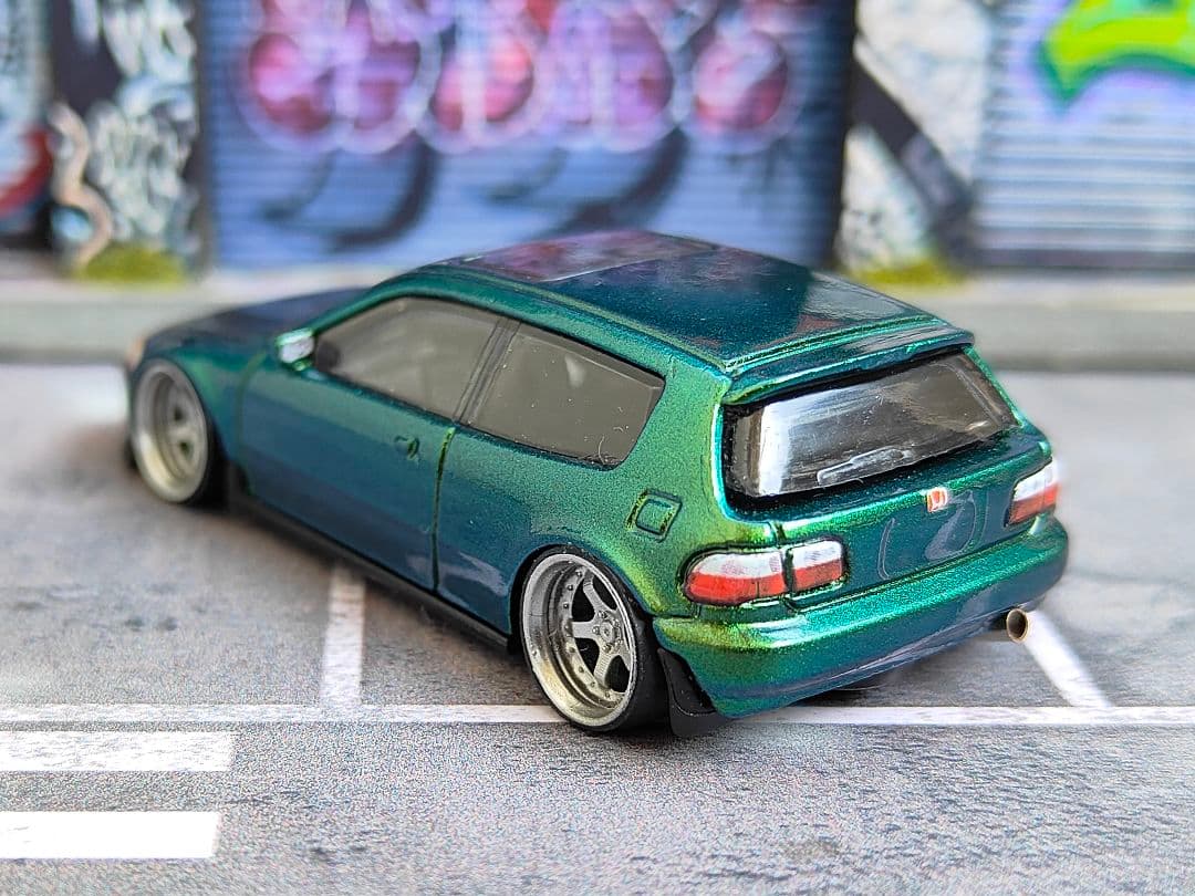 ホットウィールカスタム ホンダ シビック EG6 マジョーラ緑 ☆トミカ改造
