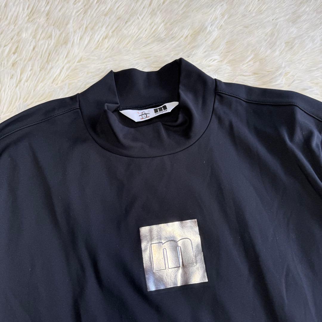 【マンシングウェア】美品 モックネック 長袖 ブラック L メンズ ロゴ