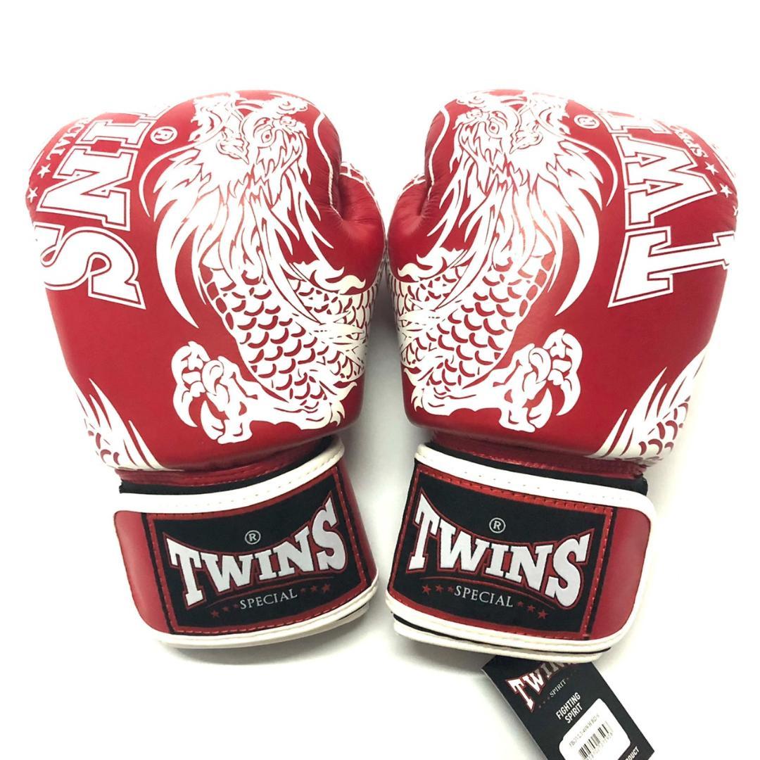 新品 正規 TWINS 本格ボクシンググローブ TWドラゴン赤 /ムエタイ/本革