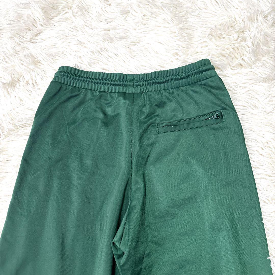 【美品】adidas トレーニングパンツ 男女可 サイドボタン付き グリーン
