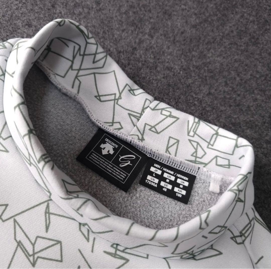 ● DESCENTE GOLF 秋冬 裏起毛 総柄 長袖 モックネック シャツ