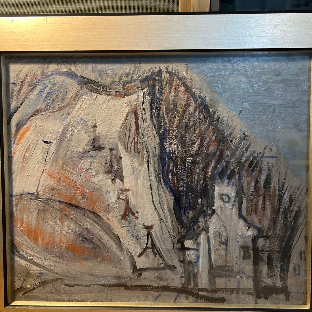 徳田信保　油彩画　スキー場