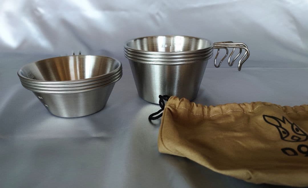 【新品未使用品】DOD ウサシェラノカゾク ステンレスシェラカップ8個 収納袋付