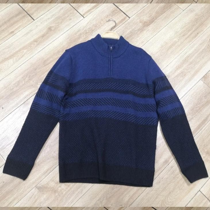 ●●裏地付きニット●●PierreCardin・ウール混・ハーフジップ・セーター