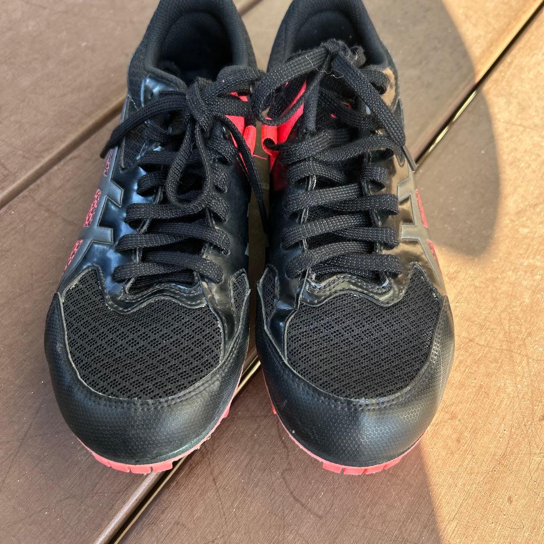 ASICS スパイクシューズ ブラック/ピンク 25.0