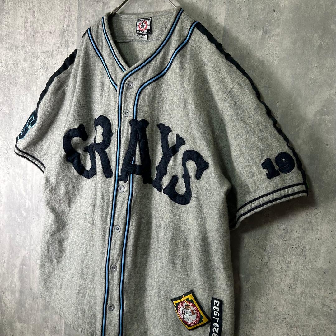 入手困難 90s ニグロリーグ GRAYS ベースボールシャツ ウール地 グレー