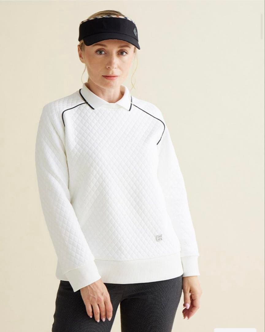 【新品・匿名配送】DAKS GOLF キルティングカットソー　ホワイト　LL