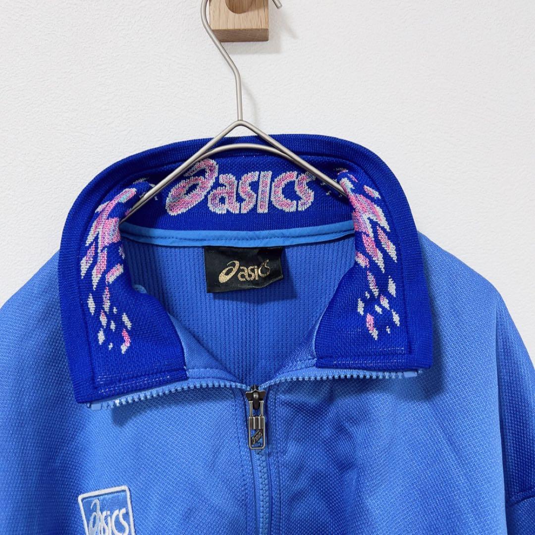 90s ASICS トラックジャケット 刺繍ロゴ 日本製 レトロ ジャージ