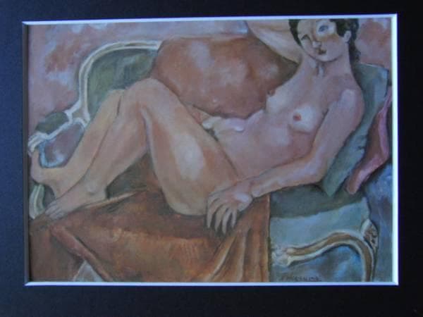 三雲祥之助、椅子によりかかる裸婦、希少・大判画集画、新品高級額・額装付