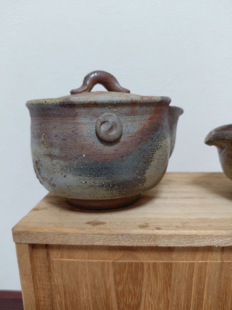 備前焼 泰山窯 茶器セット 宝瓶 湯冷 煎茶碗5客 共箱
