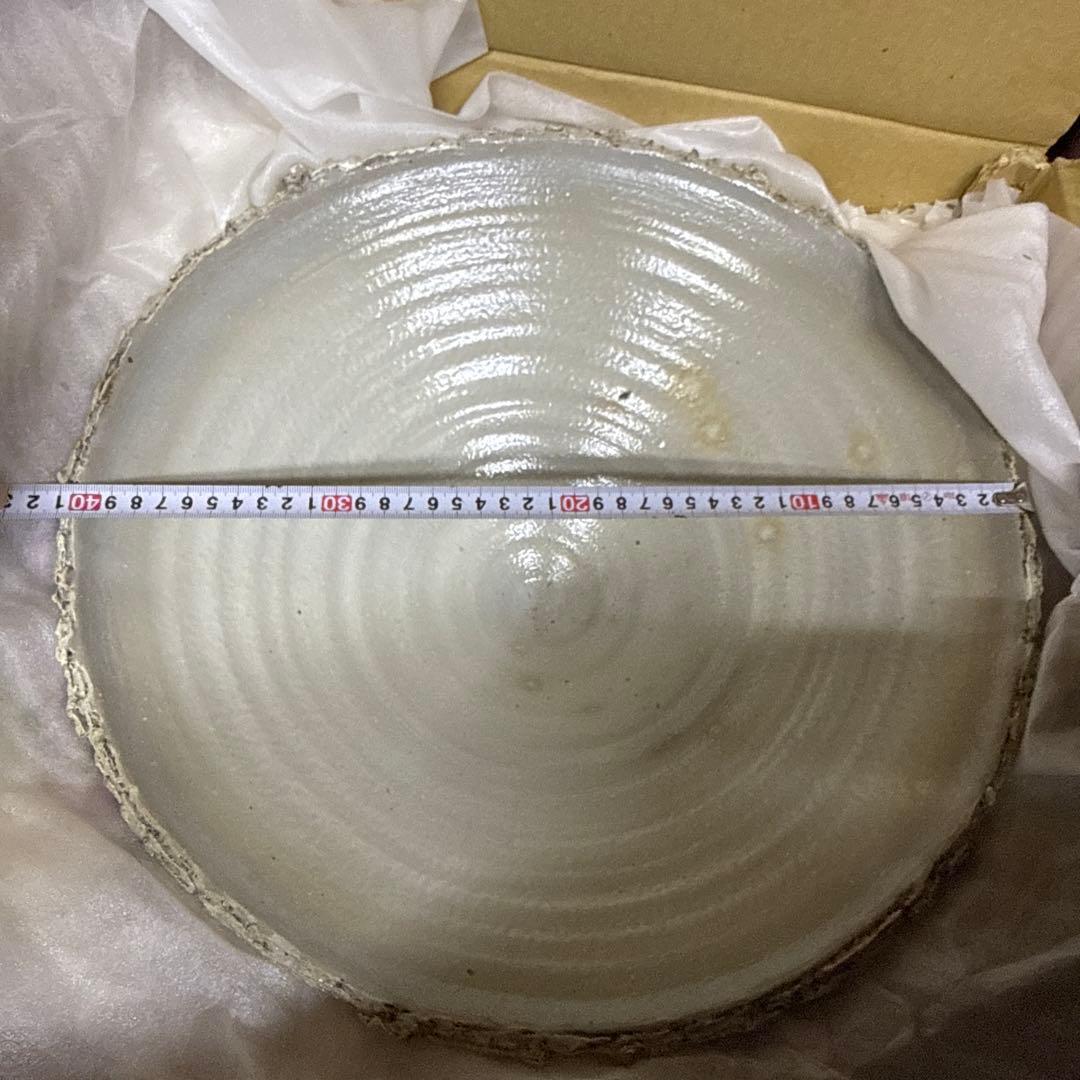 クリアホワイト波状模様陶器ボウル 約41cm