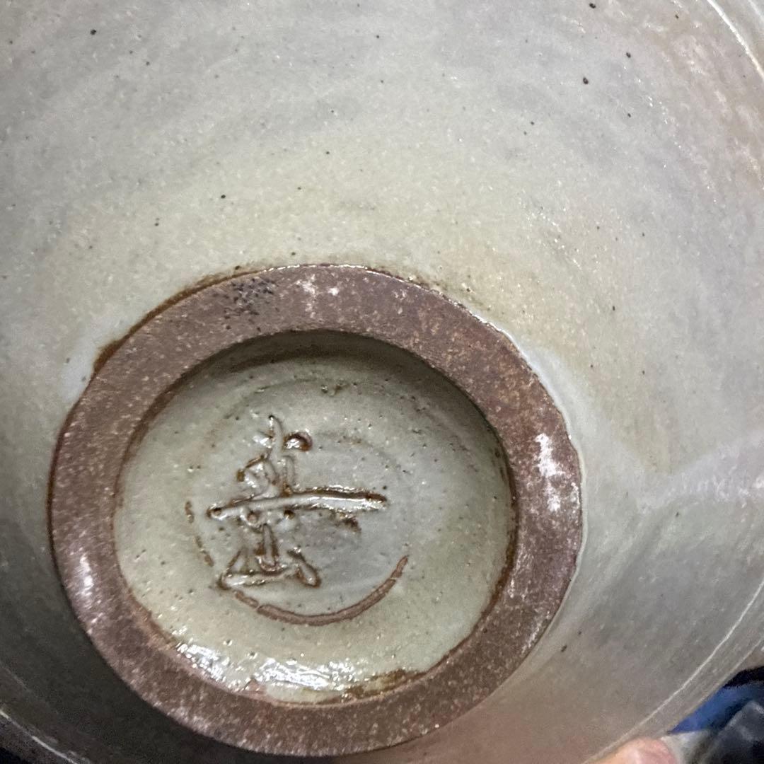 クリアホワイト波状模様陶器ボウル 約41cm