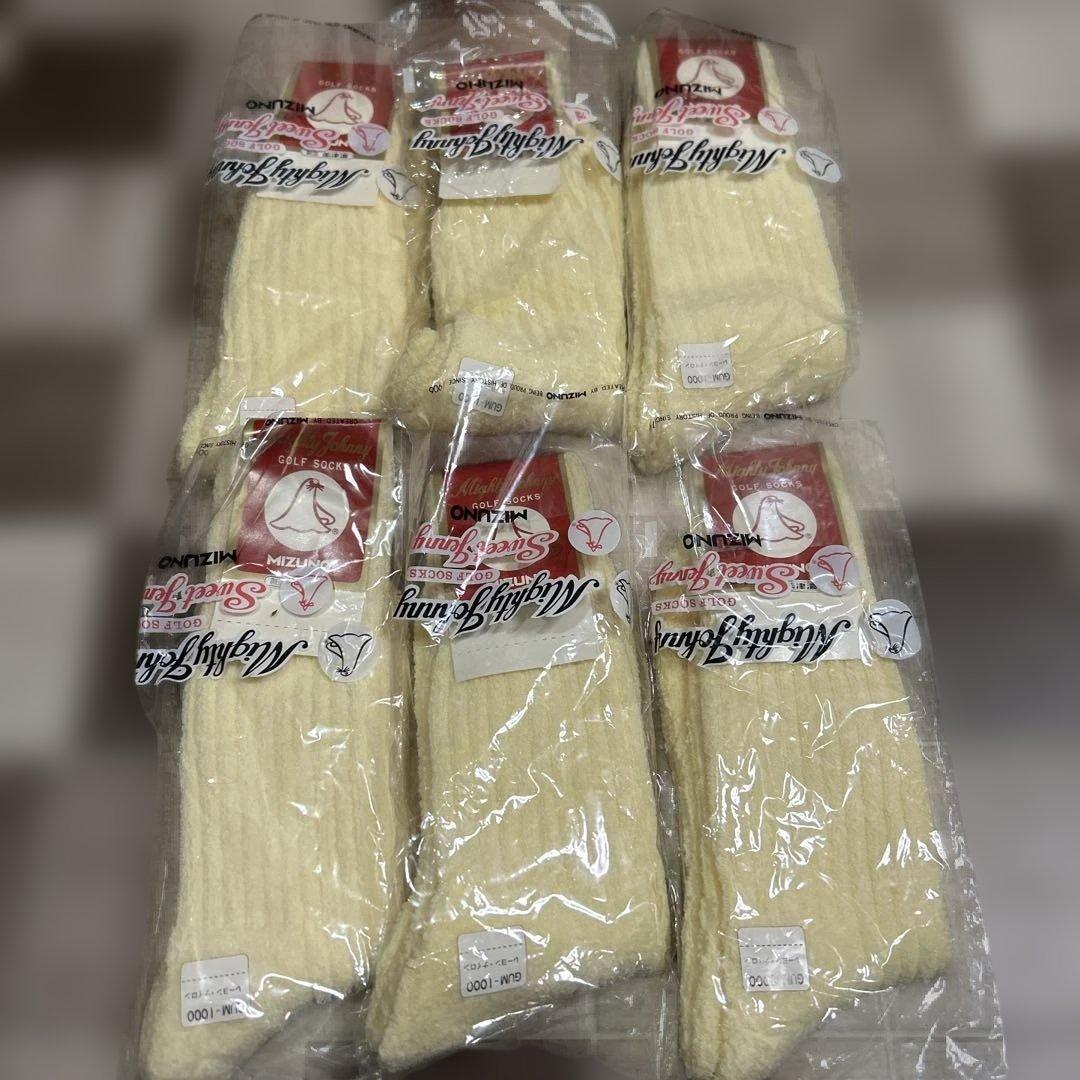 美津濃　ゴルフソックス6足セット　デッドストック品　昭和レトロ25センチ薄黄色