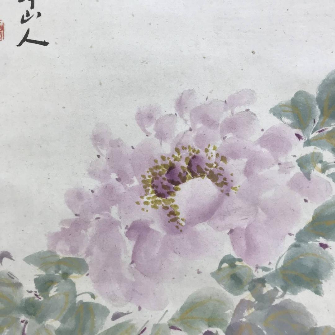 【真作】高木栗軒/牡丹図/ボタン図/花図/横物/掛軸/名家伝来/AD-785
