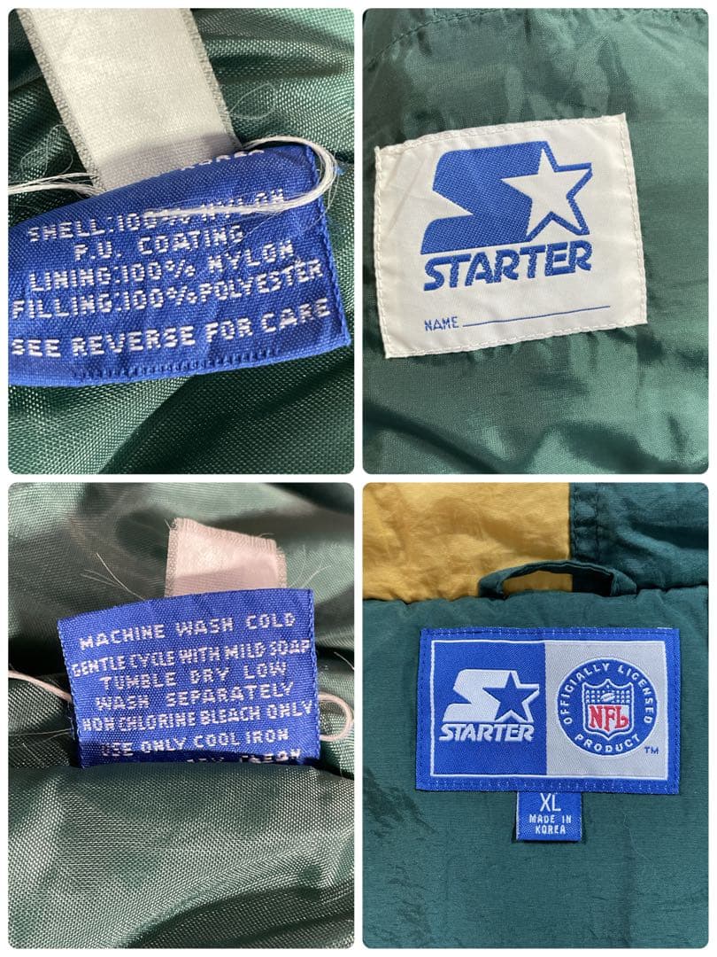 STARTER アウター　ウインドブレーカー　パーカー　防寒　黄色　緑　XL