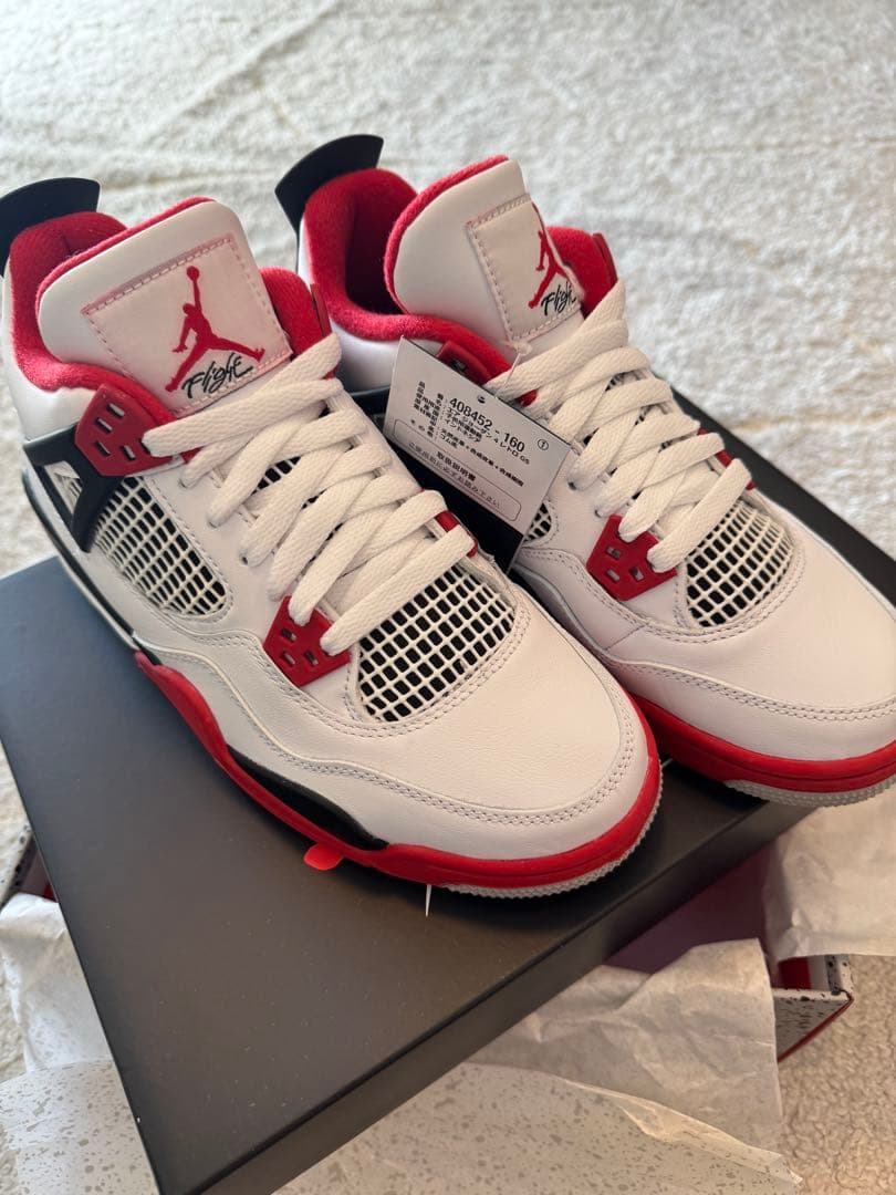 シューズ(男性用) AIR JORDAN 4 RETRO GS FIRE RED