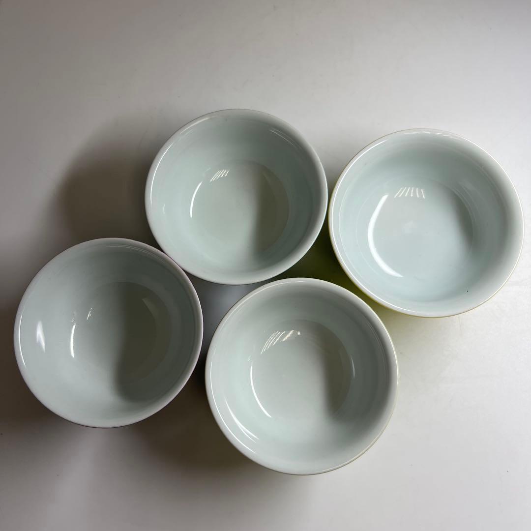 中国美術　大清雍正年製　十錦手煎茶碗4客　口径約8㎝　東Y8-0403②タサオサ