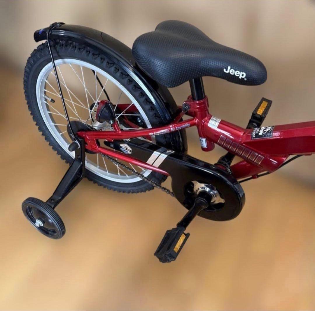 【極美品】Jeep 子供用自転車 16インチ 赤 前カゴ&補助輪付き