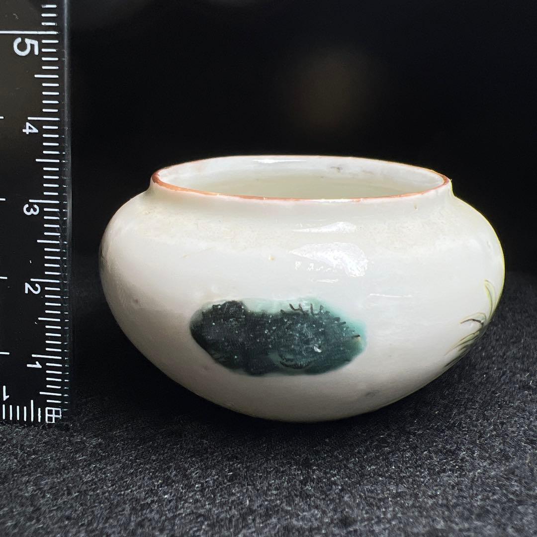 中国清時代　粉彩人物画水孟　幅約5.5㎝　東Y8-0402☆トヒカ