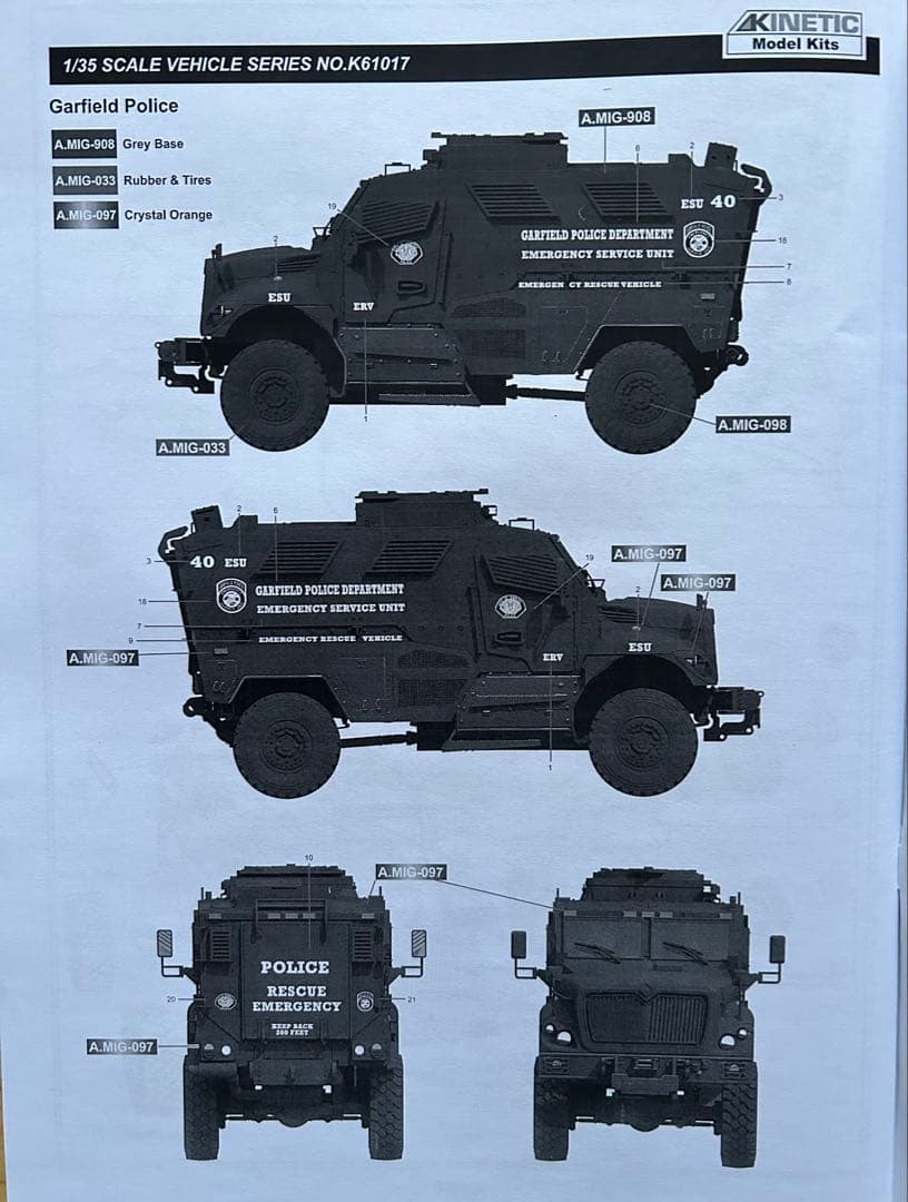 キネティック　1/35スケール　アメリカ合衆国 警察装甲輸送車
