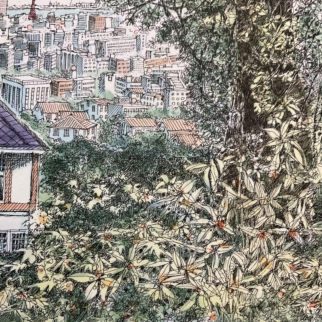 絵画・額縁・版画・織田義郎・風みどりⅣ・神戸・リトグラフ+手彩色・美術品・雑貨