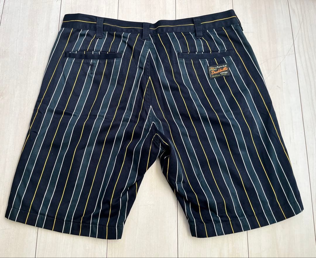 ラフアンドスウェル ハーフパンツ XL 紺×緑 ストライプ メッシュ裏地