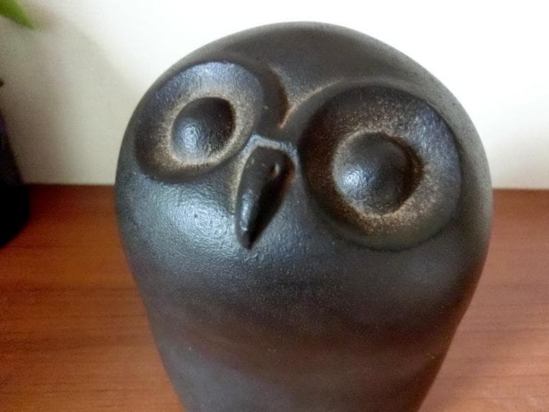 希少★鳥の彫刻家　山本常一作品　ふくろう/梟　彫像 置物 外箱付　森の賢者　鉄