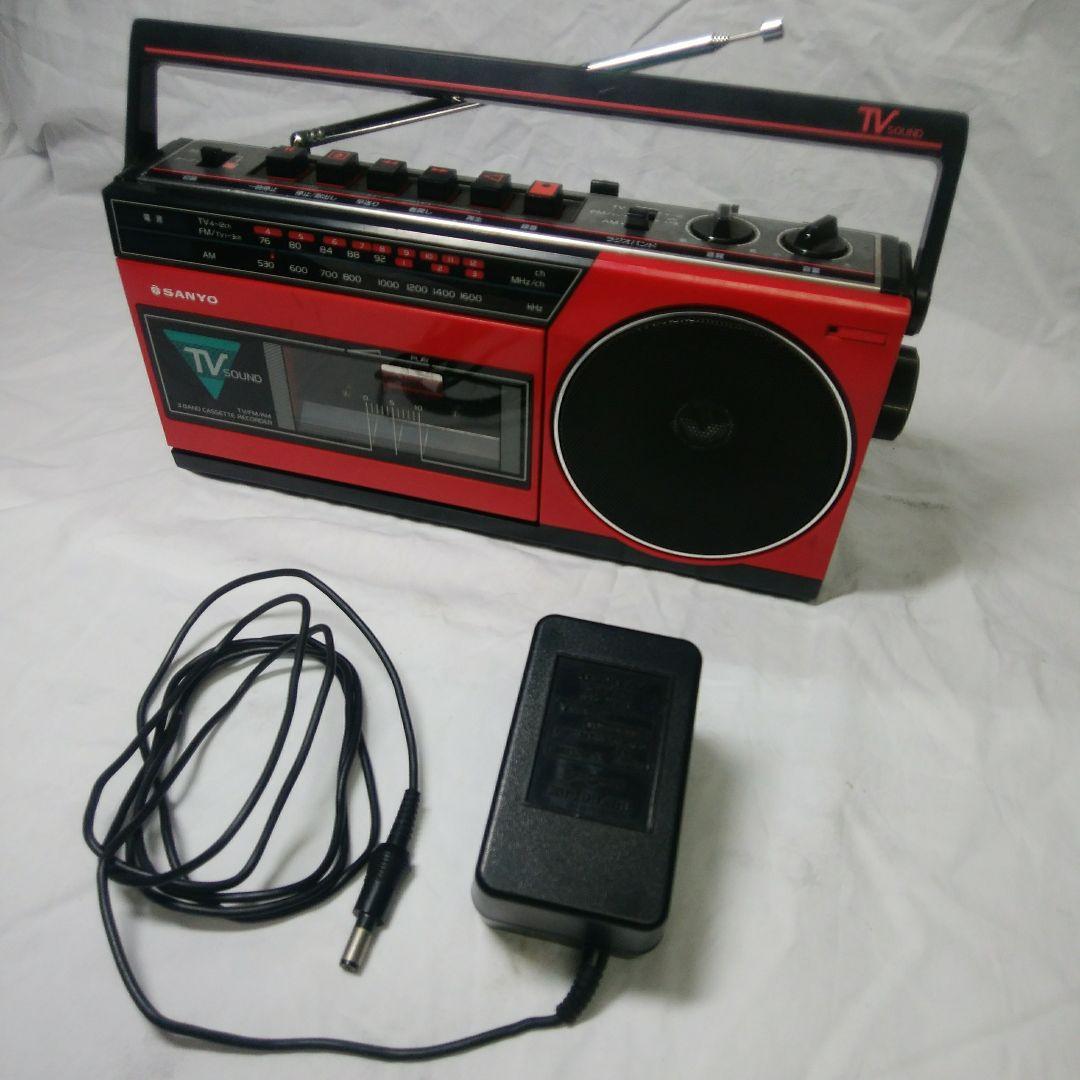サンヨー　ラジカセ　SANYO　昭和レトロ　テープ　レトロ　日本製　赤
