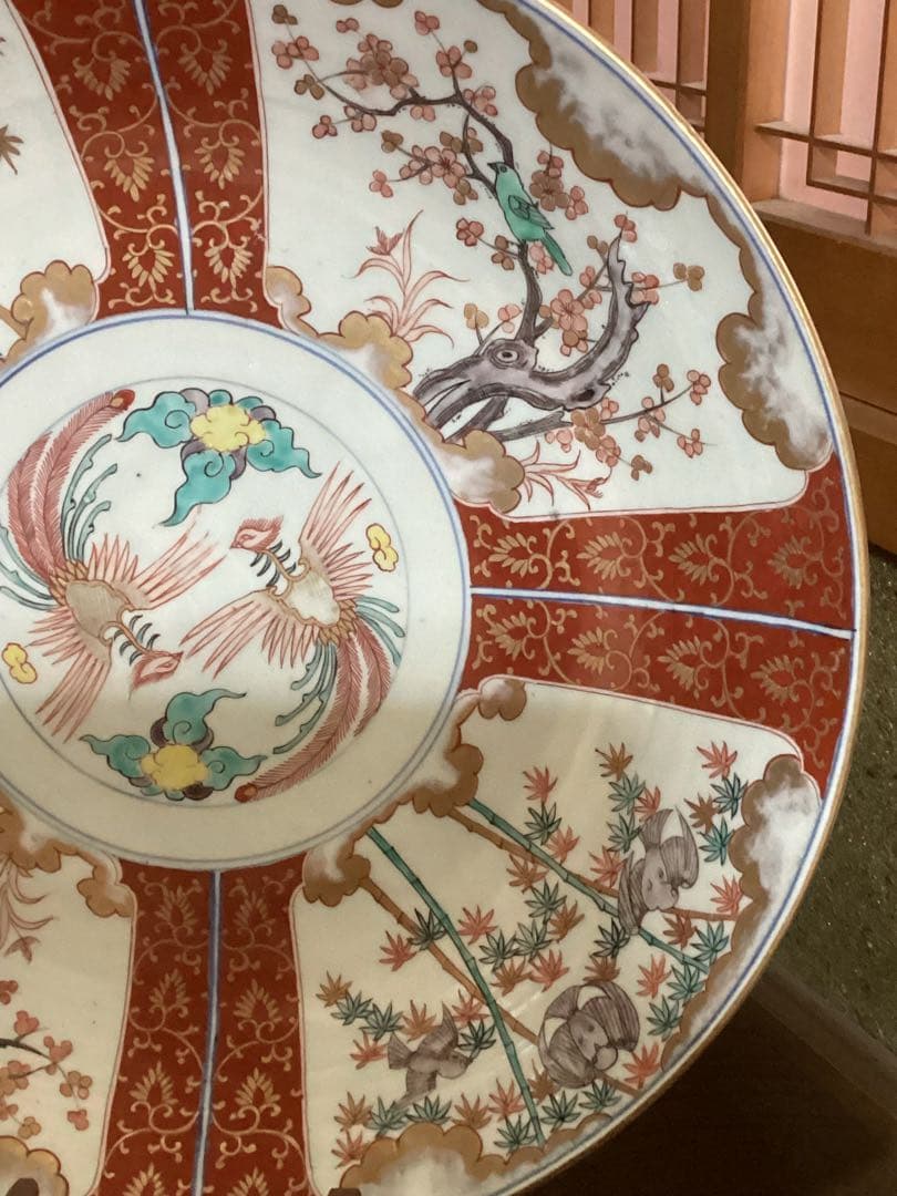 錦絵天保大皿　幅約45.5cm 江戸期　古美術骨董品　時代物　置物