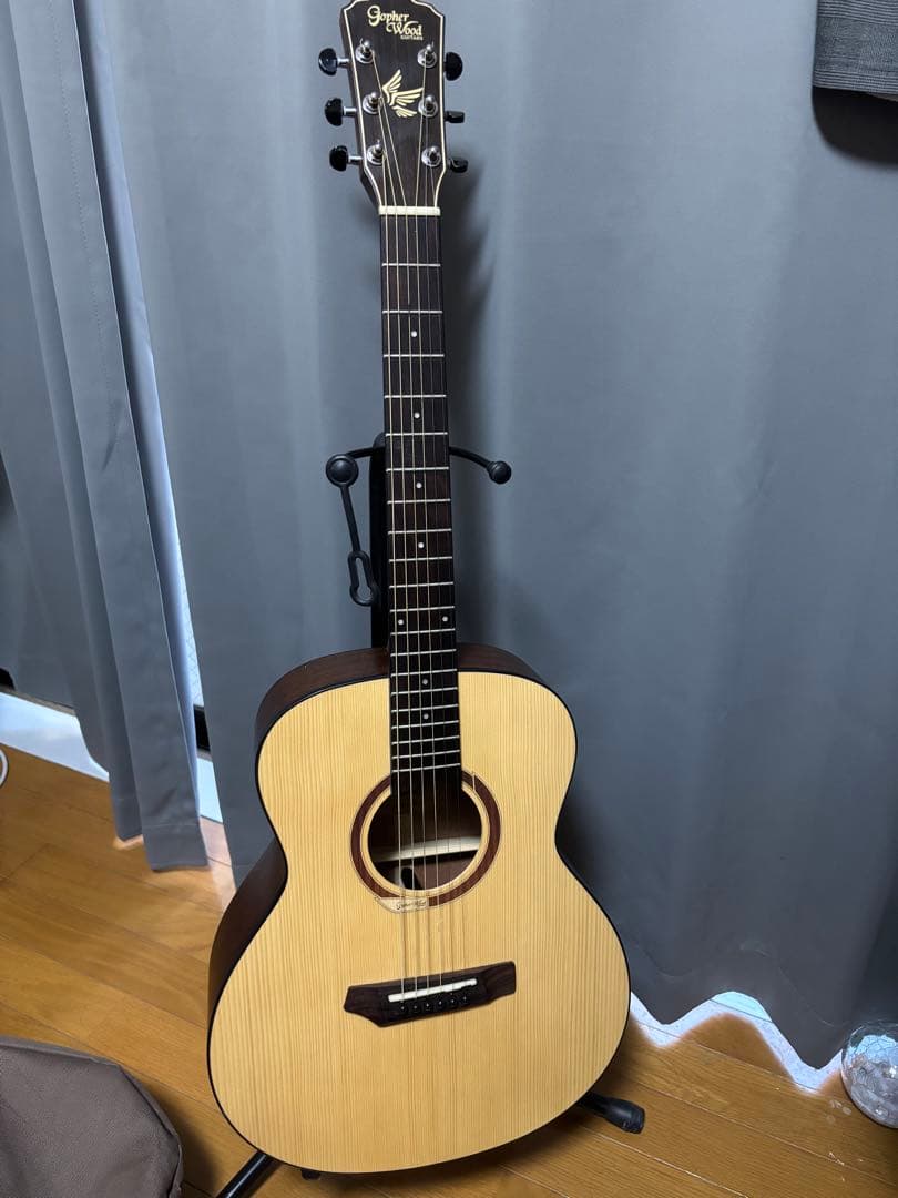 Gopher Wood アコースティックギター ギターケース　新品弦二つ付き