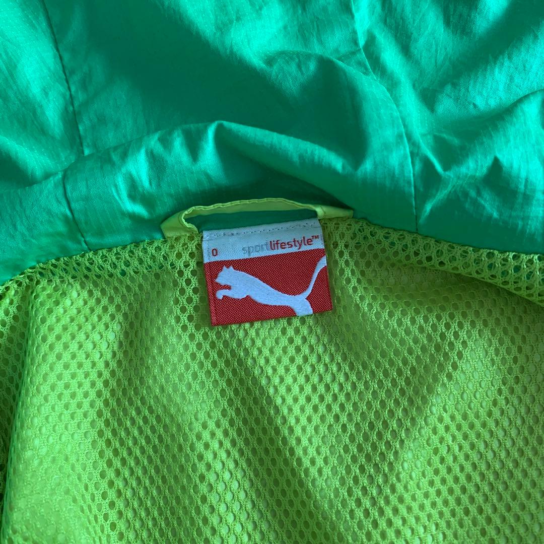 PUMA フード付き レディース ウィンドブレーカー ジャンパー 緑 黄色