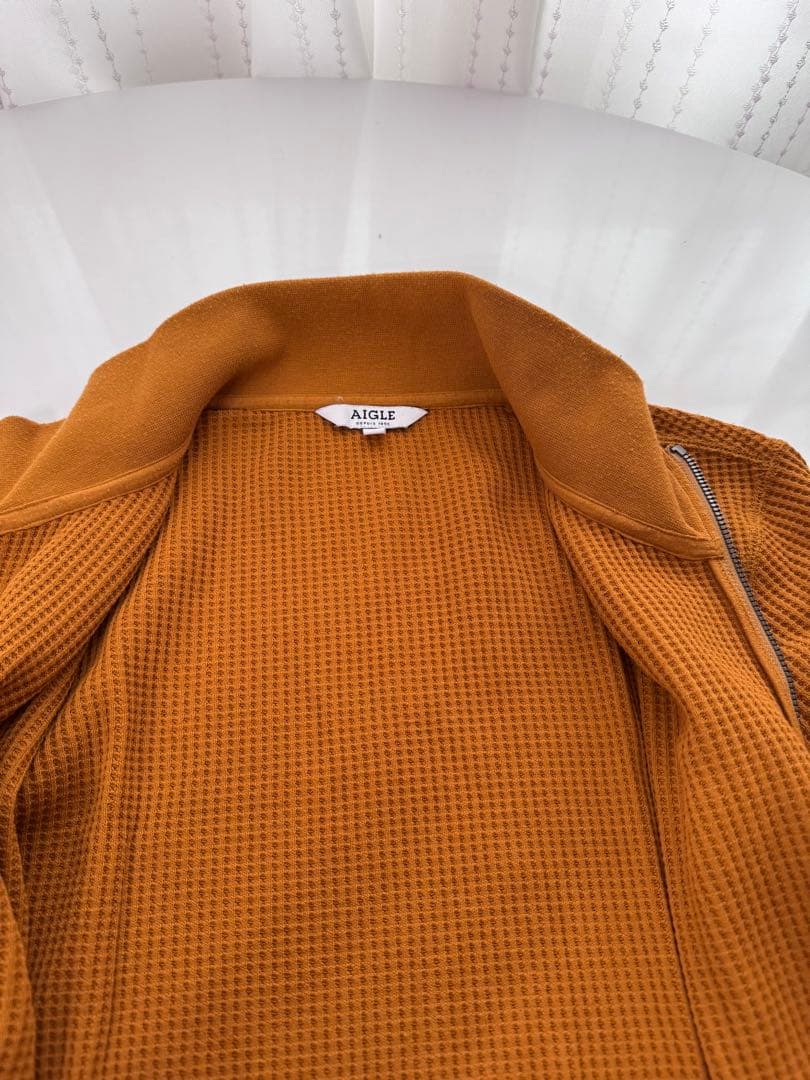 ☆AIGLE エーグル☆メンズM ワッフル　スタンド　フルジップ　オレンジ
