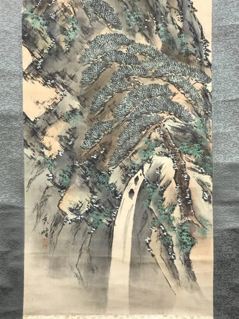 真作/香峰/蓬莱山図/山水図/祝事山水図/掛軸/名家伝来/AD-849