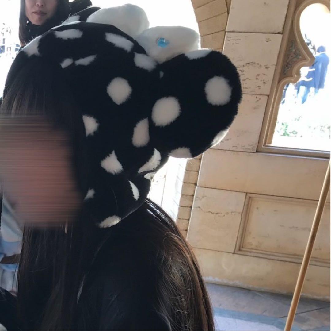 ディズニー　水玉　ファンキャップ　ミニーちゃん 黒
