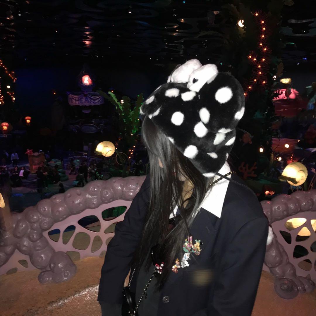 ディズニー　水玉　ファンキャップ　ミニーちゃん 黒