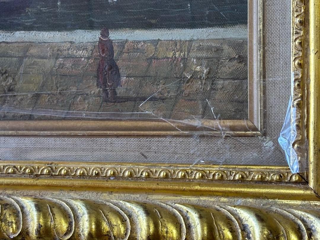 ヴェネツィア風景 　油彩画 　額入り　美術品コレクション