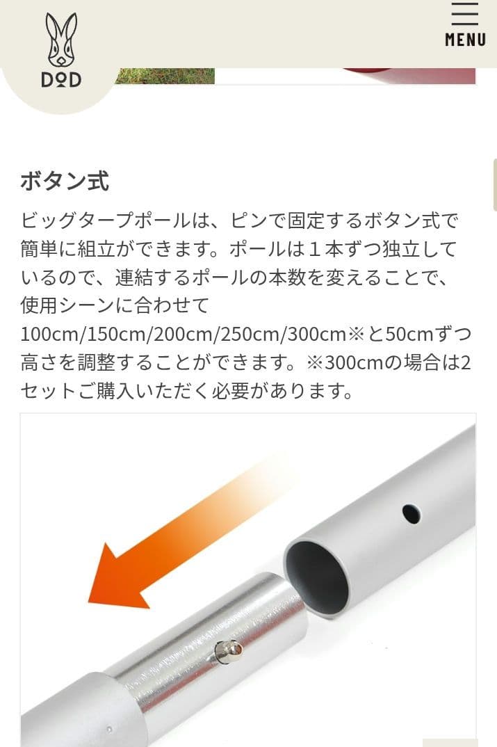 短時間利用DOD チーズタープ TT10-492-BG ＆ビッグタープポール4本