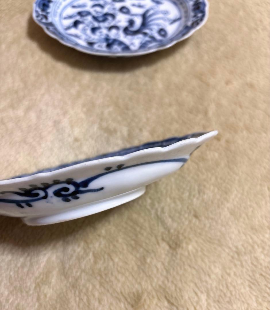 【古伊万里楕円皿】【5枚セット】花びら縁・北欧風デザイン・銘々皿