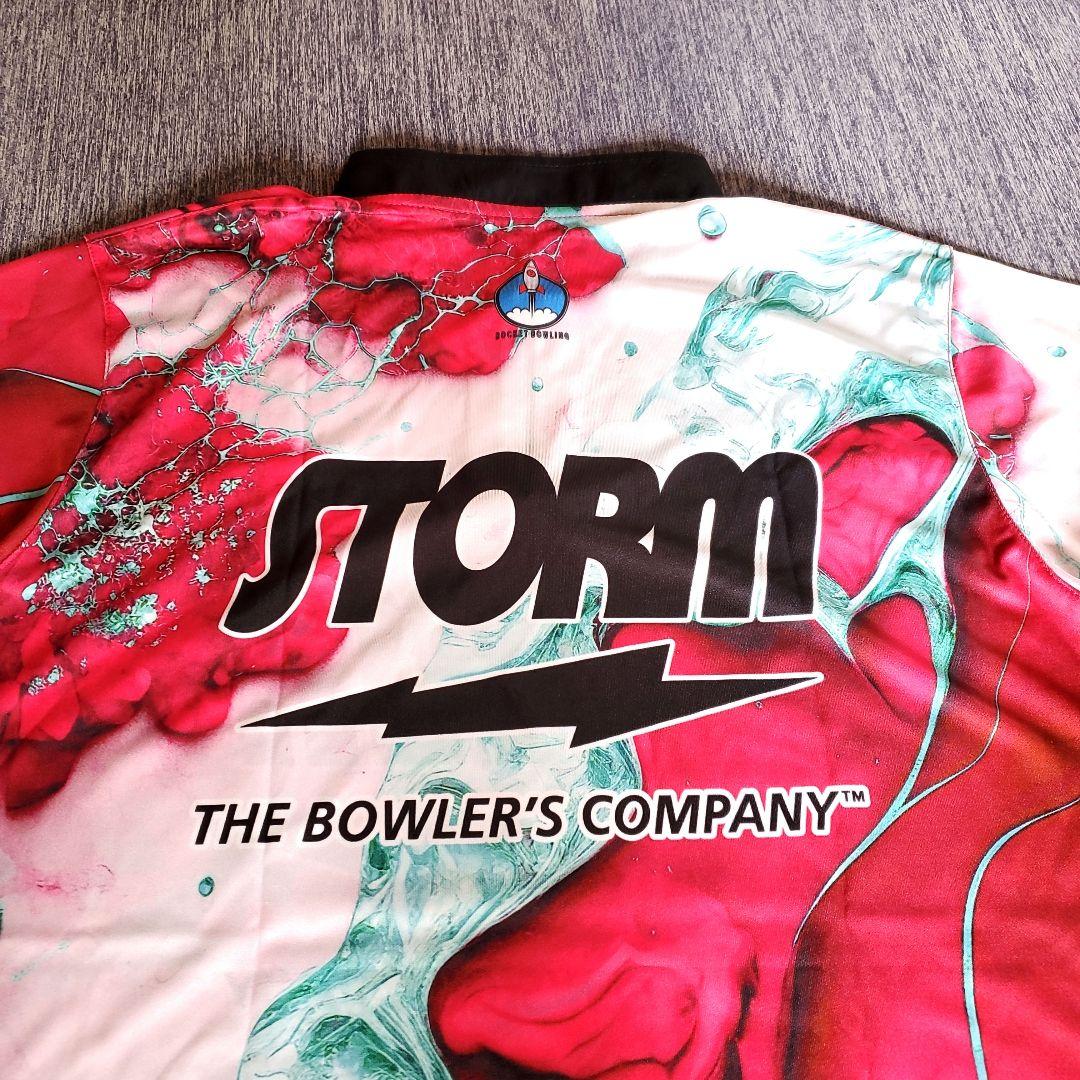新品✨STORM【日本サイズXL】ピンク　大きめ　マーブル　ロゴ入り　ボウリング