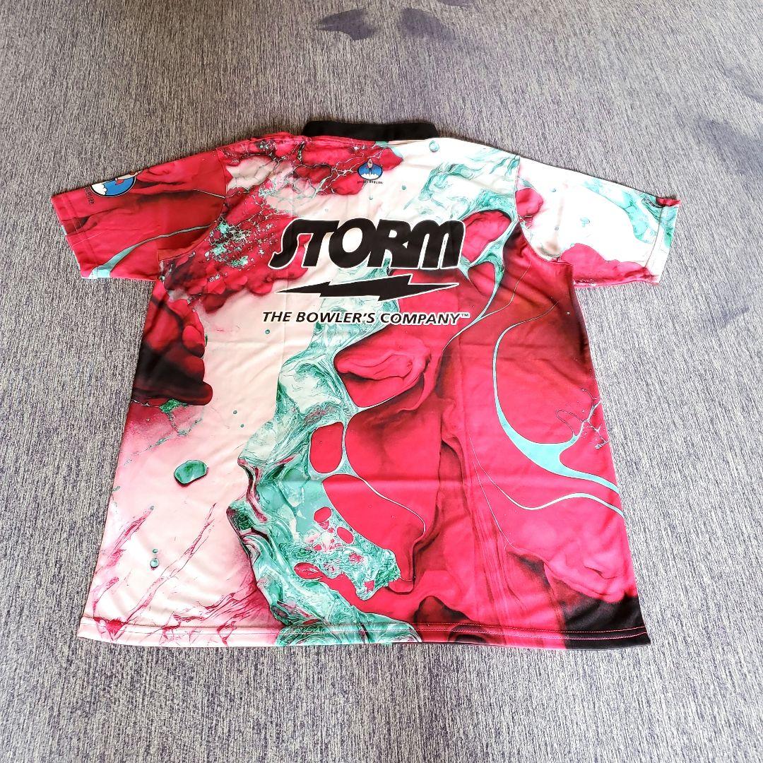 新品✨STORM【日本サイズXL】ピンク　大きめ　マーブル　ロゴ入り　ボウリング
