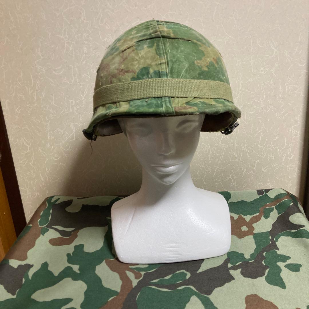 米軍　M1　M2　スチールポットヘルメット ミッチェル迷彩カバー付