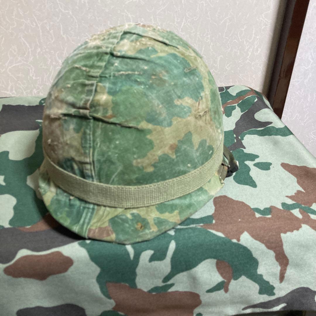 米軍　M1　M2　スチールポットヘルメット ミッチェル迷彩カバー付